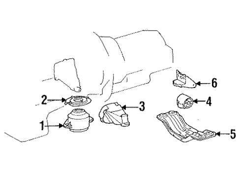 1992 Mercedes-Benz 400SE Engine & Trans Mounting Diagram