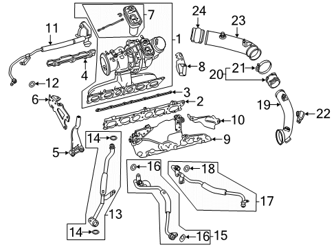 2023 Mercedes-Benz CLS450 Turbocharger & Components Diagram