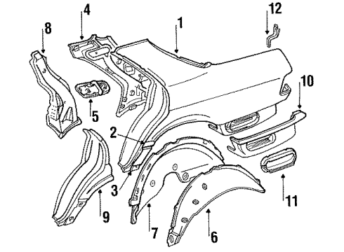 Outer Panel Lower Extension Diagram for 126-637-02-60