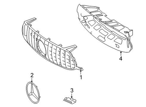 2021 Mercedes-Benz AMG GT 43 Grille & Components Diagram