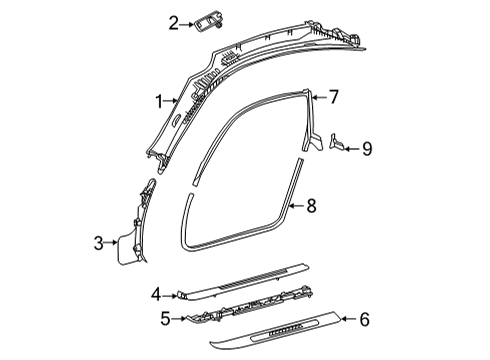 Windshield Pillar Trim Diagram for 190-690-03-25-9G26