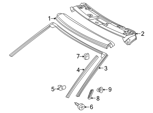 2004 Mercedes-Benz SLK320 Windshield Header & Components Diagram