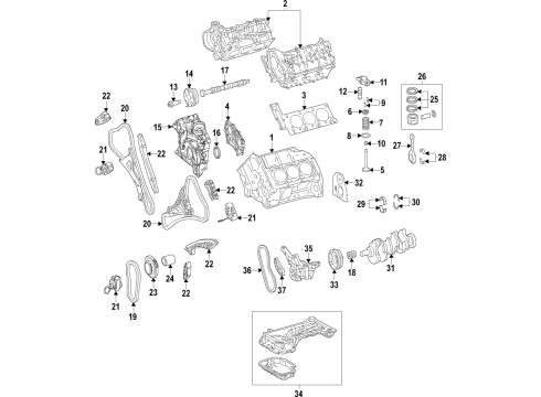 2019 Mercedes-Benz GLS450 Engine Parts, Mounts, Cylinder Head & Valves, Camshaft & Timing, Variable Valve Timing, Oil Cooler, Oil Pan, Oil Pump, Crankshaft & Bearings, Pistons, Rings & Bearings