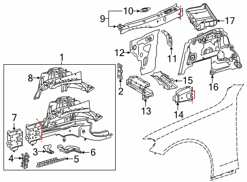 2022 Mercedes-Benz E450 Structural Components & Rails Diagram 1