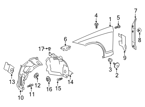 Front Fender Liner Diagram for 257-690-95-01