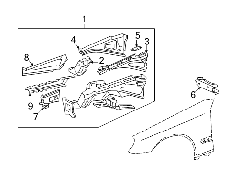 Outer Rail Diagram for 211-620-32-34