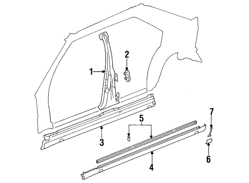 1990 Mercedes-Benz 300TE Center Pillar & Rocker Diagram