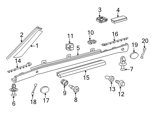 Pillar Molding Clip Diagram for 010-988-17-78-64