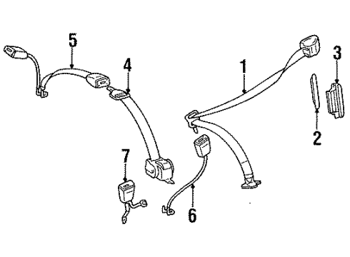 1997 Mercedes-Benz S420 Seat Belt Diagram 2