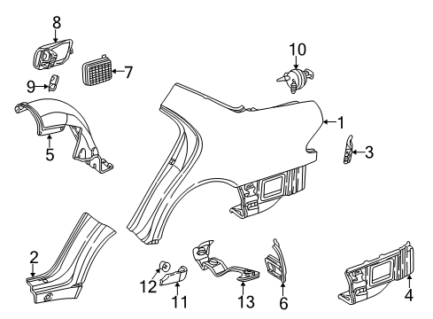 1998 Mercedes-Benz E300 Quarter Panel & Components, Exterior Trim, Trim Diagram