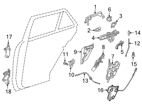 2018 Mercedes-Benz GLE350 Rear Door - Lock & Hardware Diagram