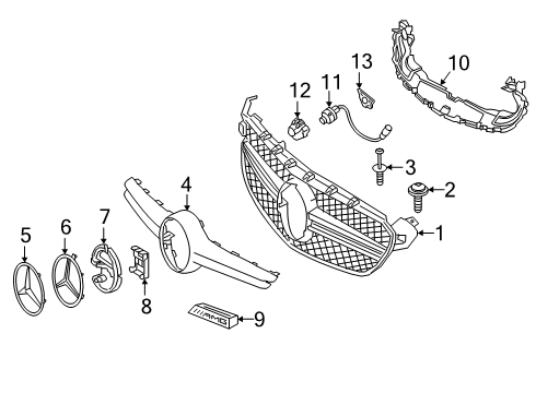 2021 Mercedes-Benz C63 AMG S Grille & Components Diagram 1