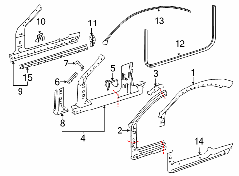 Roof Rail Diagram for 217-630-37-01