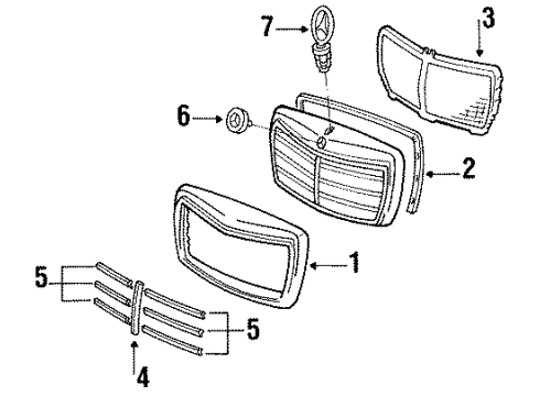 1991 Mercedes-Benz 350SD Grille & Components Diagram