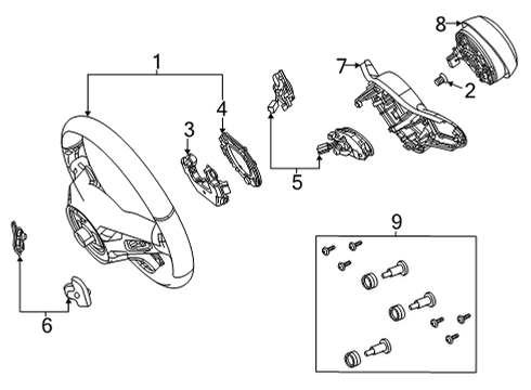 2020 Mercedes-Benz GLC300 Steering Column, Steering Gear & Linkage, Steering Wheel & Trim Diagram 9