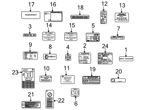 2009 Mercedes-Benz SL550 Information Labels Diagram