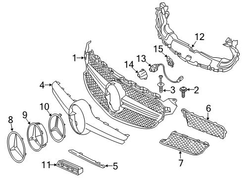 2018 Mercedes-Benz C63 AMG Grille & Components Diagram 2