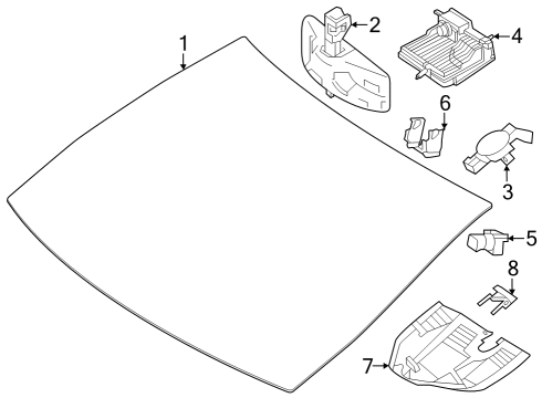 2023 Mercedes-Benz EQE 500 Glass - Windshield Diagram