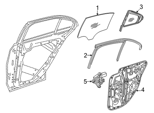 2024 Mercedes-Benz C43 AMG Glass - Rear Door Diagram