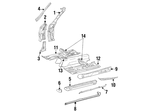 Front Floor Pan Diagram for 129-616-03-67