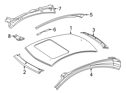 2013 Mercedes-Benz CL550 Roof & Components Diagram