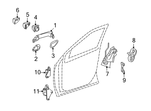 2011 Mercedes-Benz GL550 Front Door - Lock & Hardware Diagram