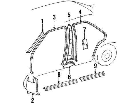 1993 Mercedes-Benz 300E Interior Trim - Pillars, Rocker & Floor Diagram