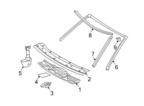 2009 Mercedes-Benz CLK350 Windshield Header & Components Diagram