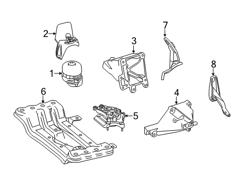 2014 Mercedes-Benz E550 Engine & Trans Mounting Diagram 1