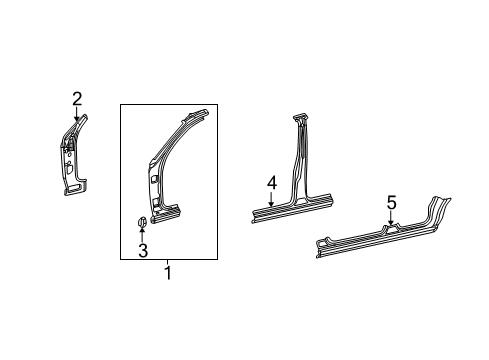 2003 Mercedes-Benz ML350 Center Pillar & Rocker, Hinge Pillar Diagram