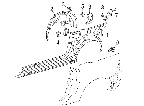 2004 Mercedes-Benz SLK320 Quarter Panel - Inner Structure Diagram