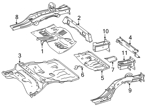 Center Floor Pan Diagram for 166-610-02-55