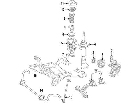 2014 Mercedes-Benz CLA250 Front Suspension, Control Arm, Stabilizer Bar Diagram 2