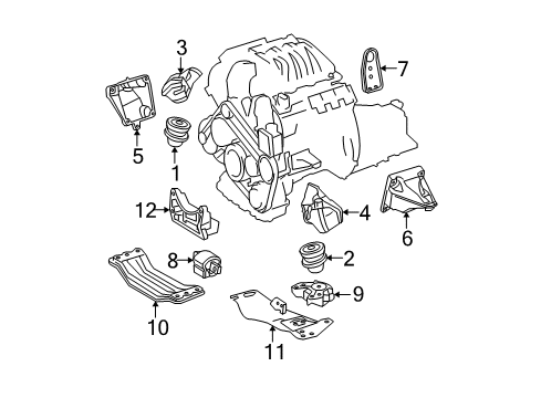 2006 Mercedes-Benz C350 Engine & Trans Mounting Diagram