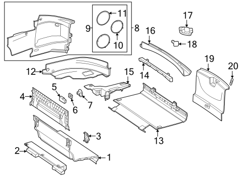 Upper Trim Panel Washer Diagram for 000000-003337