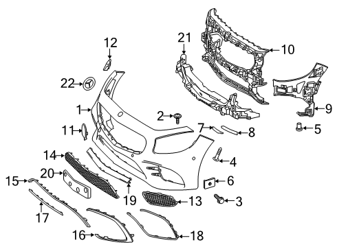 2018 Mercedes-Benz S65 AMG Front Bumper & Components Diagram 1