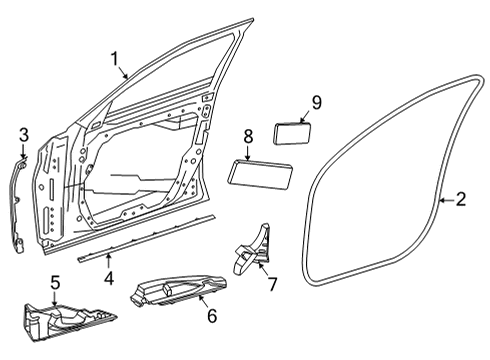 2023 Mercedes-Benz S580e Door & Components Diagram 1