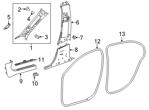 Upper Center Pillar Trim Diagram for 177-690-77-01-9051