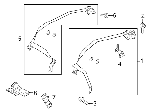 2024 Mercedes-Benz EQS 450+ SUV Second Row Seat Belts Diagram