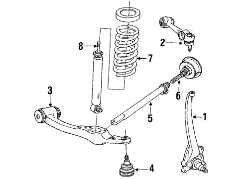 1985 Mercedes-Benz 500SEL Front Suspension, Control Arm, Stabilizer Bar Diagram 2