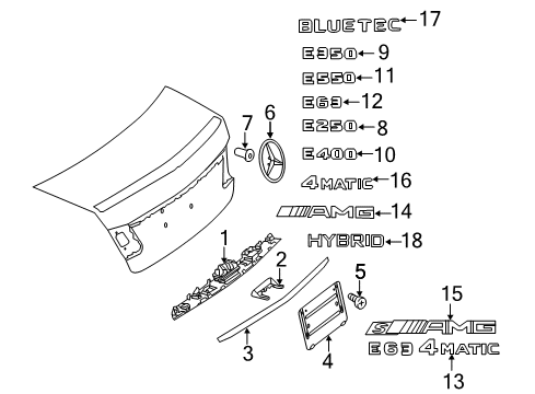 2014 Mercedes-Benz E350 Exterior Trim - Trunk Lid Diagram 3