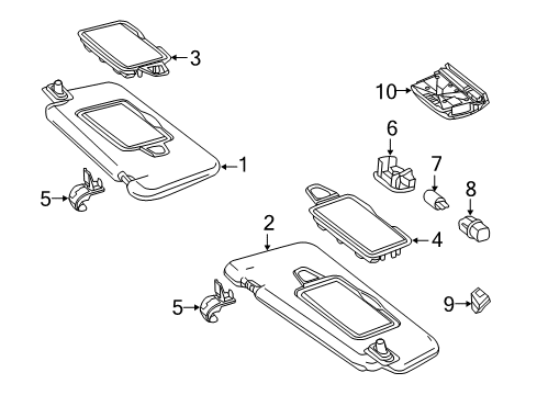 Sunvisor Housing Diagram for 231-810-02-79-7H52