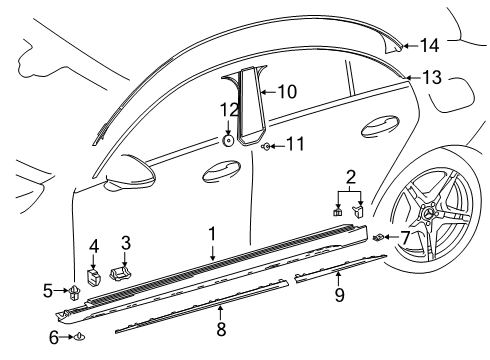 2021 Mercedes-Benz CLA45 AMG Exterior Trim - Pillars Diagram