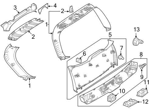 Lift Gate Trim Diagram for 294-740-25-00-1D03