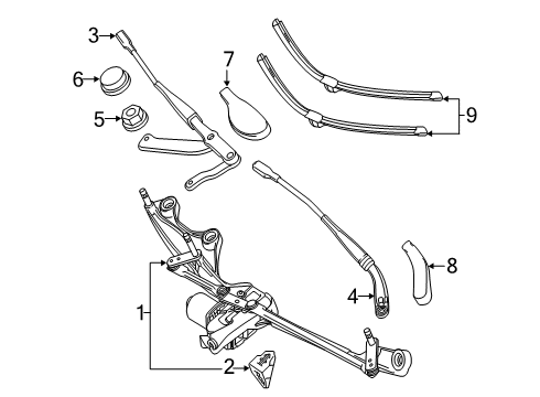 2020 Mercedes-Benz S560 Wiper & Washer Components, Body Diagram 1