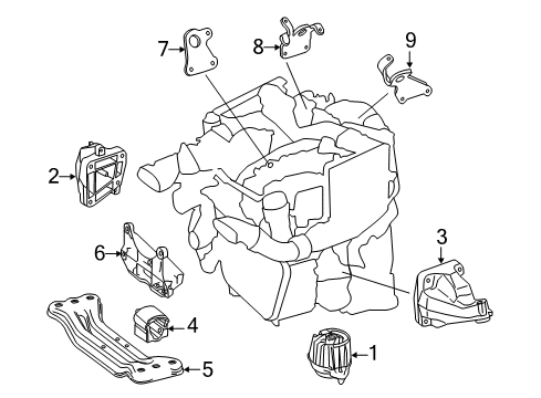 2013 Mercedes-Benz E350 Engine & Trans Mounting Diagram 1