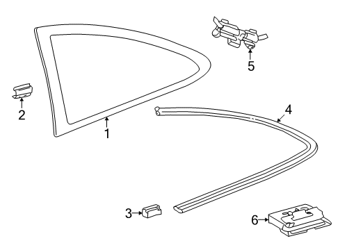 2001 Mercedes-Benz CLK55 AMG Quarter Panel - Glass & Hardware Diagram 2