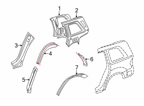 2008 Mercedes-Benz GL450 Inner Structure - Quarter Panel Diagram