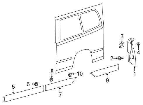 Center Molding Diagram for 907-690-55-00-9K83