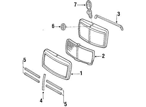 1991 Mercedes-Benz 190E Grille & Components Diagram